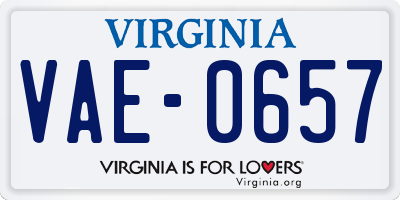 VA license plate VAE0657