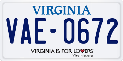 VA license plate VAE0672