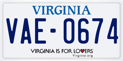 VA license plate VAE0674