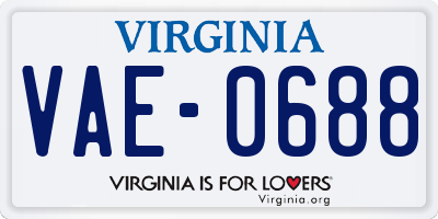 VA license plate VAE0688
