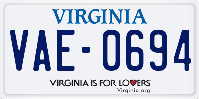 VA license plate VAE0694