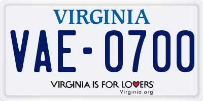 VA license plate VAE0700