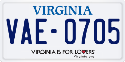 VA license plate VAE0705