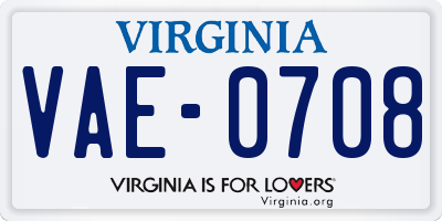 VA license plate VAE0708