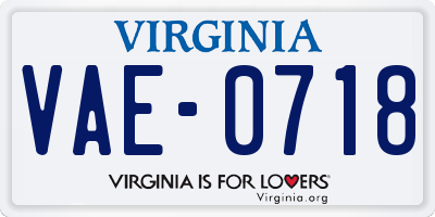 VA license plate VAE0718