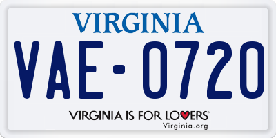 VA license plate VAE0720
