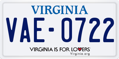 VA license plate VAE0722