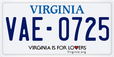 VA license plate VAE0725