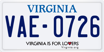 VA license plate VAE0726