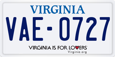 VA license plate VAE0727