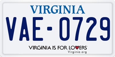 VA license plate VAE0729