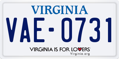 VA license plate VAE0731