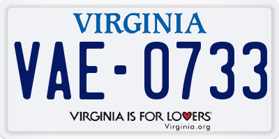 VA license plate VAE0733