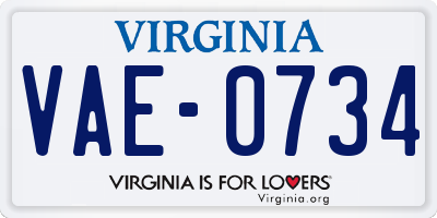 VA license plate VAE0734