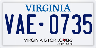 VA license plate VAE0735