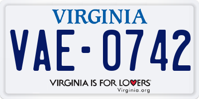 VA license plate VAE0742