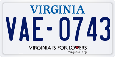 VA license plate VAE0743