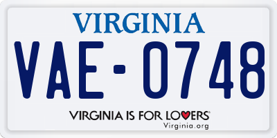 VA license plate VAE0748