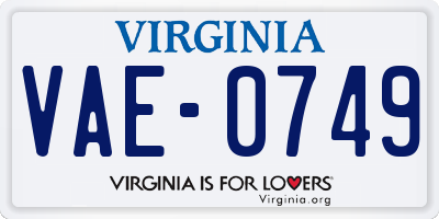 VA license plate VAE0749