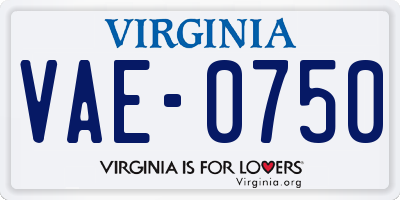 VA license plate VAE0750