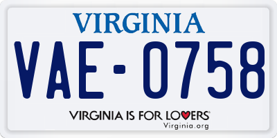 VA license plate VAE0758