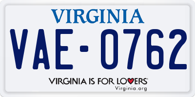 VA license plate VAE0762