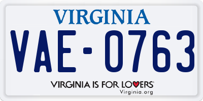 VA license plate VAE0763