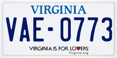 VA license plate VAE0773