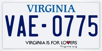 VA license plate VAE0775