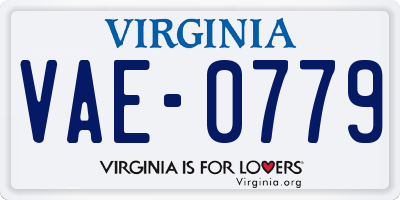 VA license plate VAE0779