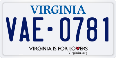 VA license plate VAE0781