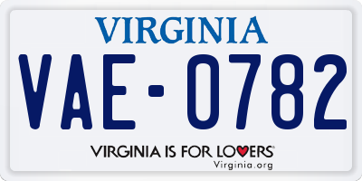 VA license plate VAE0782