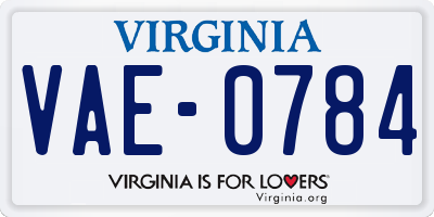 VA license plate VAE0784