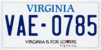 VA license plate VAE0785