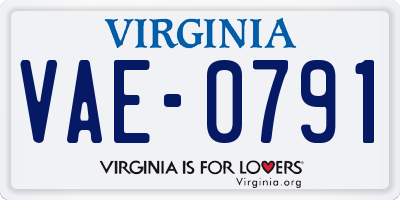 VA license plate VAE0791