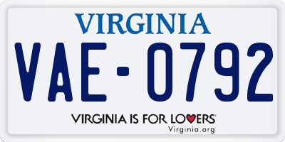 VA license plate VAE0792