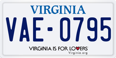 VA license plate VAE0795