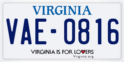 VA license plate VAE0816