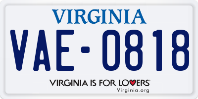 VA license plate VAE0818