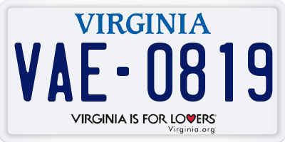 VA license plate VAE0819