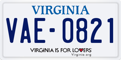 VA license plate VAE0821