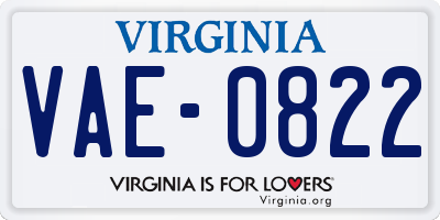 VA license plate VAE0822