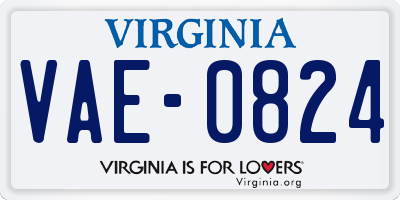 VA license plate VAE0824