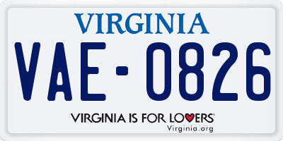 VA license plate VAE0826