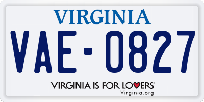 VA license plate VAE0827