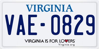 VA license plate VAE0829