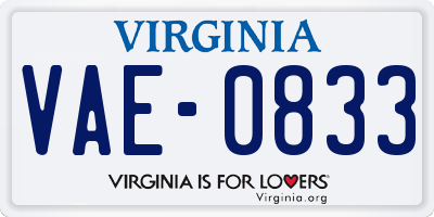 VA license plate VAE0833