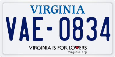 VA license plate VAE0834