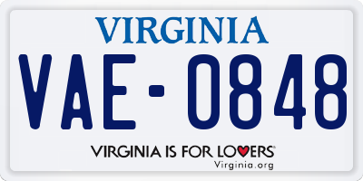 VA license plate VAE0848