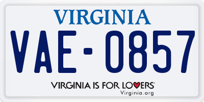 VA license plate VAE0857
